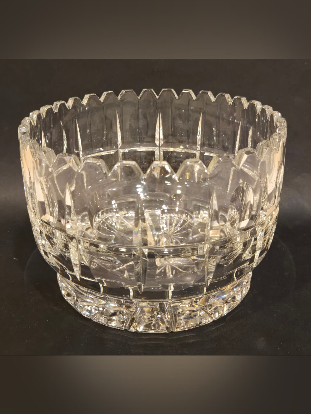 Vintage Heavy Crystal Cut Glass Serving Bowl - Clear